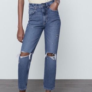 Zara Ripped Mom Fit Jeans